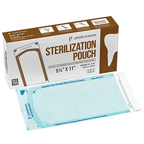 200 5.25 x 10 Self-Sterilization Pouches for Cleaning Tools, Autoclave