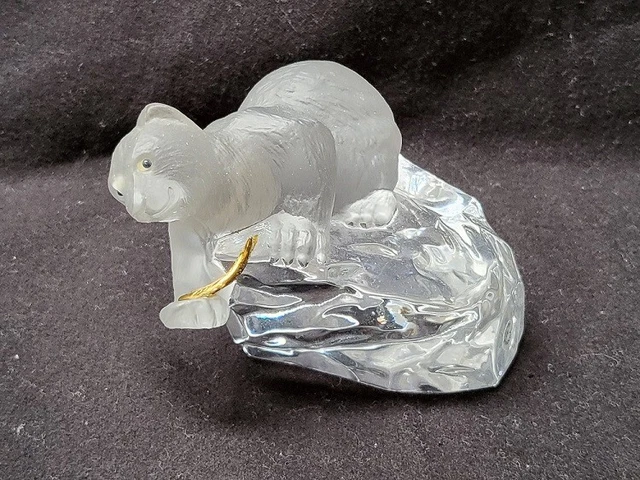 Faberge Crystal Polar Bear with Fish Signed Igor Carl Faberge