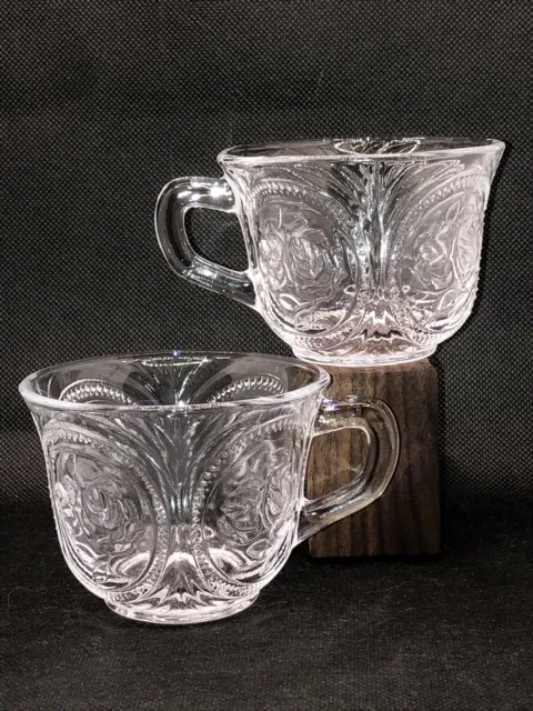 Two Vintage Cut Glass crystal? Punch Cups Glasses Raised Rose American Brilliant