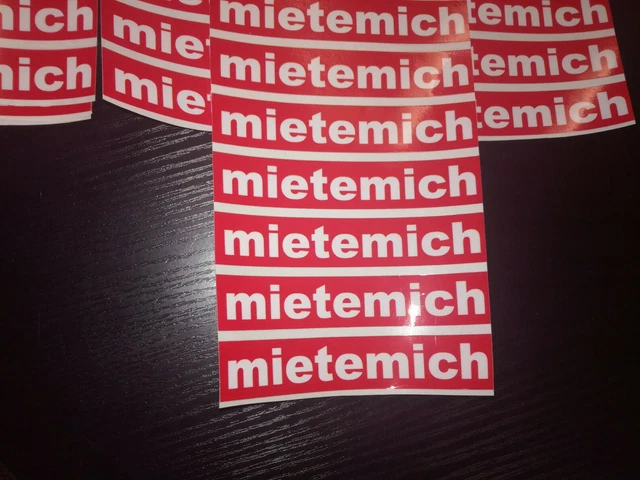 Aufkleber mietemich 130x25 Beschriftung Mietmaschinen Anhänger UV-Schutz Rabatt!