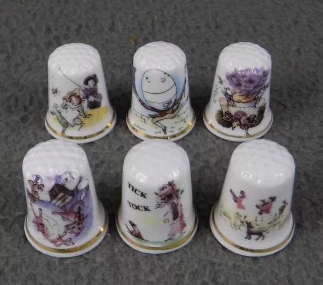 Set Of Six Nursery Rhymes Bone China Thimbles - New