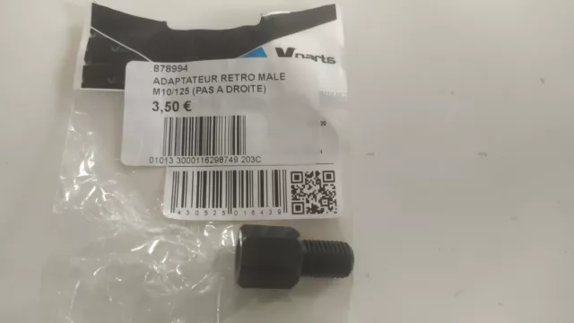 Adaptateur rétroviseur droit mâle M10/125 (pas droite)/femelle M8/125 pas droite