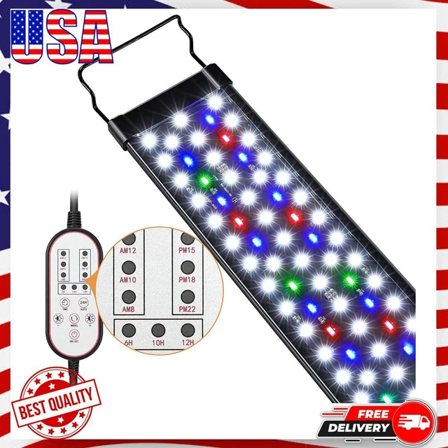 LED Aquarium Light Extendable Dimable 7 Colors Full Spectrum for Freshwater Tank