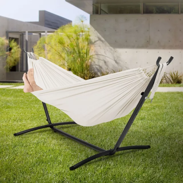 Hamaca XXL con soporte de acero silla colgante balancín beige para el jardín