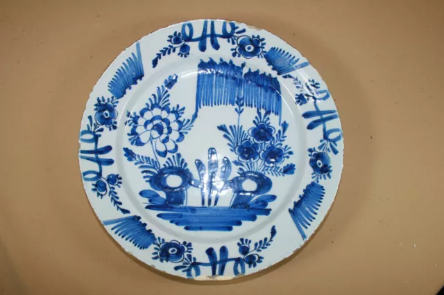 Large 18th C. Dutch Delft Plate / Charger With Chinese Decoration (1)