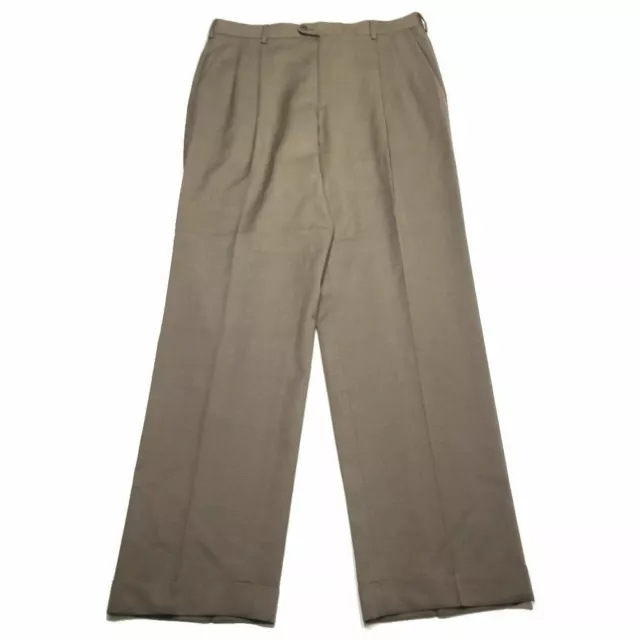 Zanella Bennett Pants 34x33 Virgin Wool Trousers Pleated Cuffed Italy Mens $350 2