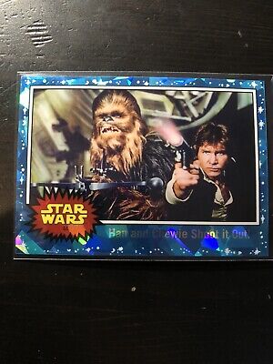 2022 Topps Star Wars SAPPHIRE Chrome Han Solo & Chewie Shoot It Out #44