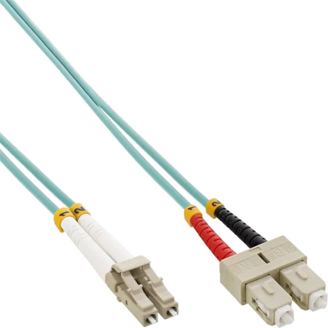 3x InLine® LWL Duplex Kabel, LC/SC, 50/125µm, OM3, 15m