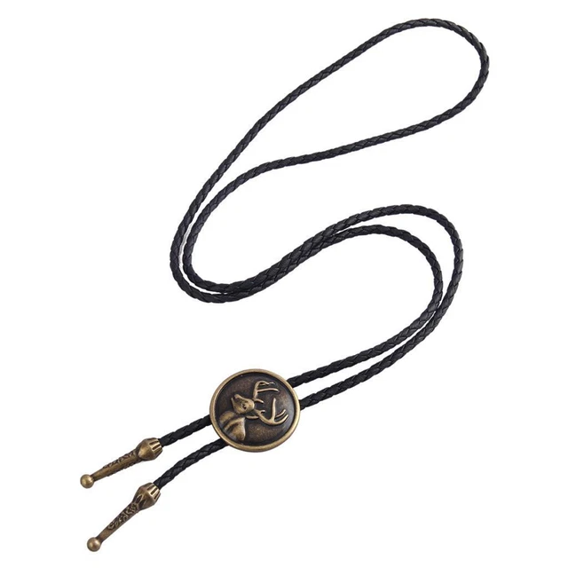 Retro Style Elk Bola Tie Cowboy Necklace Oval Sweater Chain Cool Gifts