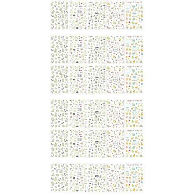 30 hojas pegatinas de uñas de Pascua pegatinas de uñas festival infantil uñas