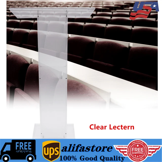 Acrylic Clear Podium Plexiglass Pulpit School Conference Church Curve Lectern EB