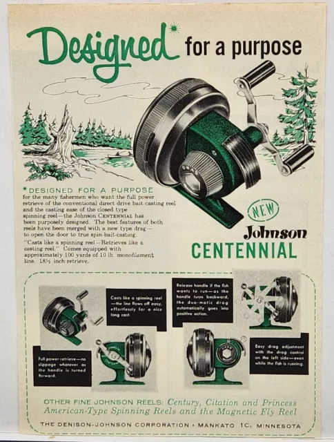 1959 DENISON-JOHNSON CORP Centennial Fishing Casting Reel Print Ad Mankato  MN $6.88 - PicClick