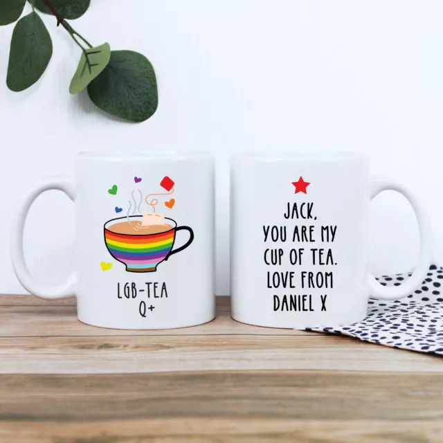 LGBTQ+ Coffee Cup LGB-TEA-Q+ Mug Gay Pride Coaster Option LGBT Birthday Xmas 3