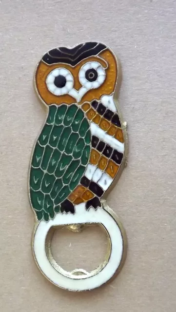 1 x Bottle opener Greek Enamel bronze Owl design ≠ WK016