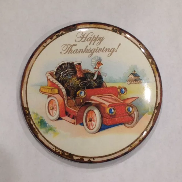 Happy Thanksgiving Turkey Advertising Pocket Mirror Vintage Style