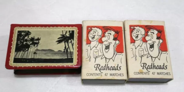 Vintage Match Box Holder Metal Lord How Island + Matches