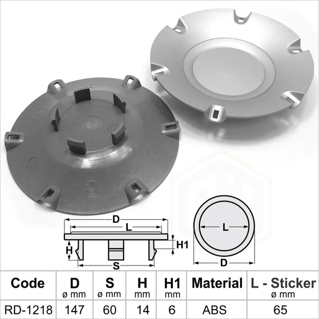 4-Pack Universal Gray Wheel Hub Center Caps – 165x137 Mm, No Logo, Easy Snap-On 2 thumbnail image