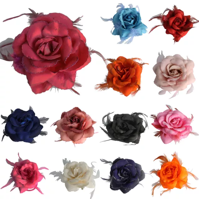 Rose Hair Clip Large Rose Fascinator Rose Hair Accessories Clip Elastic Wedding