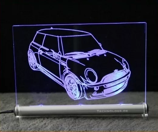 MINI ONE  als  AutoGravur auf LED-Schild   mini cooper