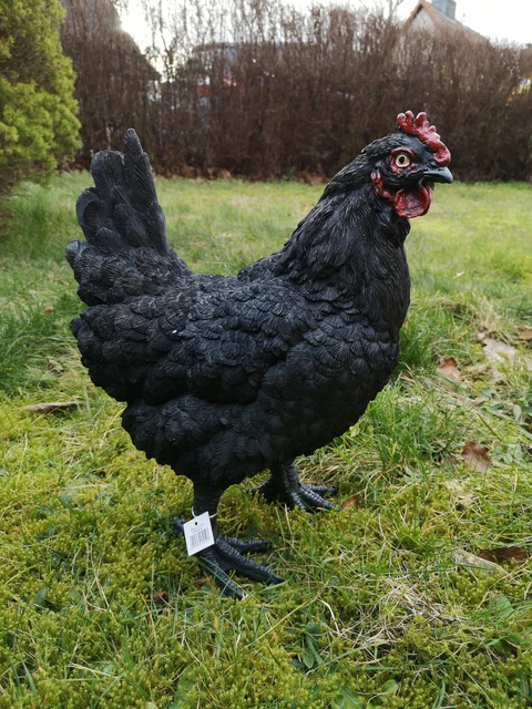 Gartenfigur Dekofigur Gartendekoration Huhn Hühner  Henne  Schwarz 3910