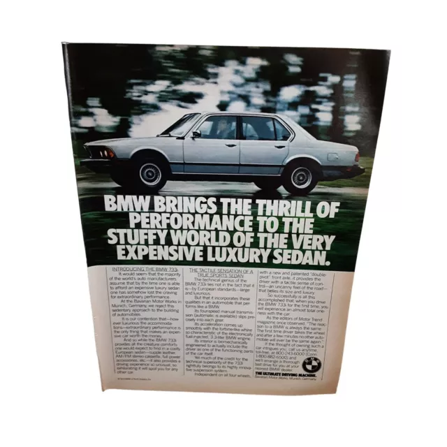 1978 BMW Thrill Of Performance Car Original Print Ad Vintage