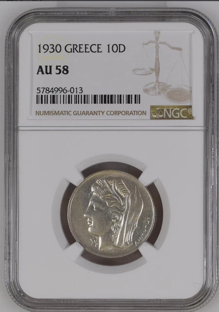 10 Drachmai 1930 AU58 (Free shipping)