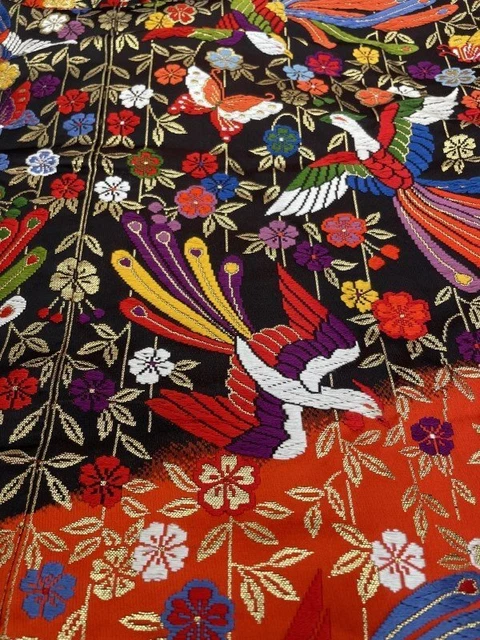 Japanese Kimono Uchikake Luxurious Wedding Embroidery Pure Silk Red Black K280 2
