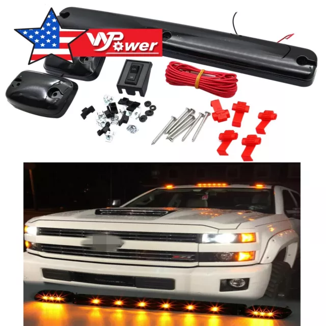 3PCS Amber LED Cab Roof Marker Top light For Chevrolet Silverado 1500 2500 3500