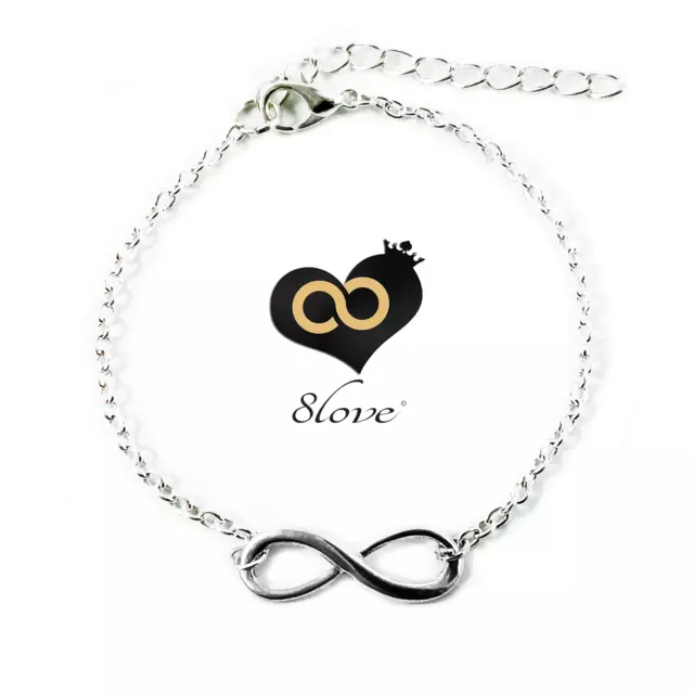 Bracciale Infinito Uomo Donna a catena con simbolo ciondolo Argento braccialetto 3