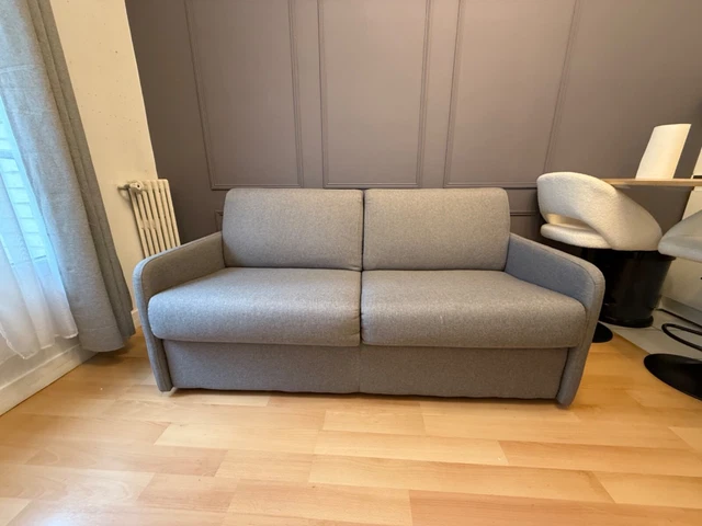 Canapé convertible 1 place en velours gris clair SETTEN | Leroy Merlin