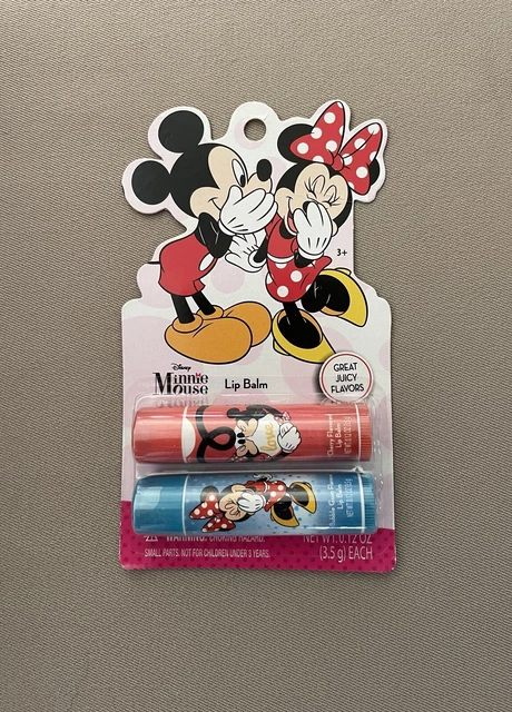 .12 Oz TWO Minnie Mouse Cotton Candy & Cherry Flavored Lip Balms, New In Package