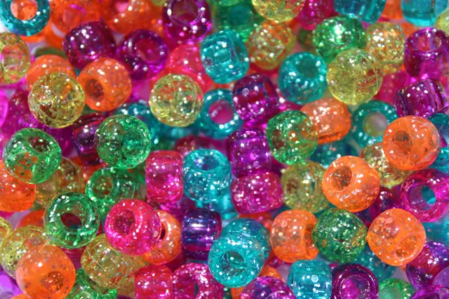 100 x Sparkle Pony Beads 9x6mm, Ideal For Dummy Clips - Choose Your Colour