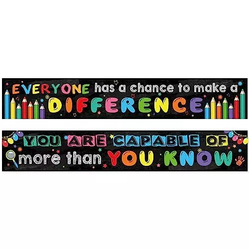 2 Pack Motivational Classroom Banner Poster Positive Fresh Style
