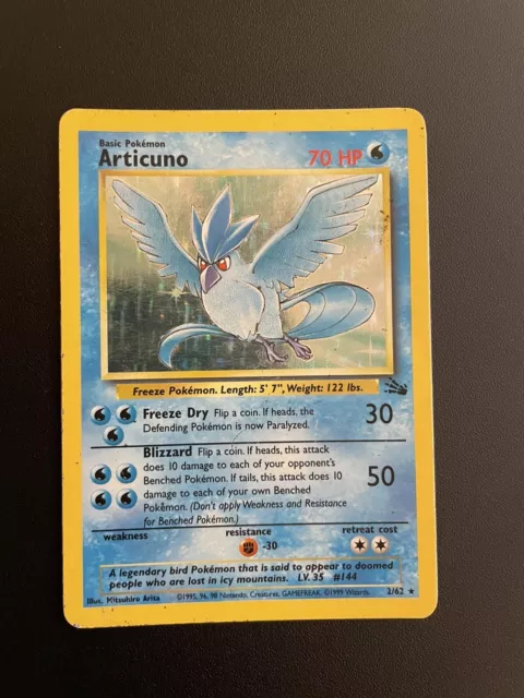 Articuno 2/62 | Fossil Set | Holo Rare | Pokemon Card WOTC 1999