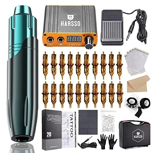 Harsso Machine a Tatouer Kit Tatouage Professionnel Complet Tattoo Kit Stylo/...