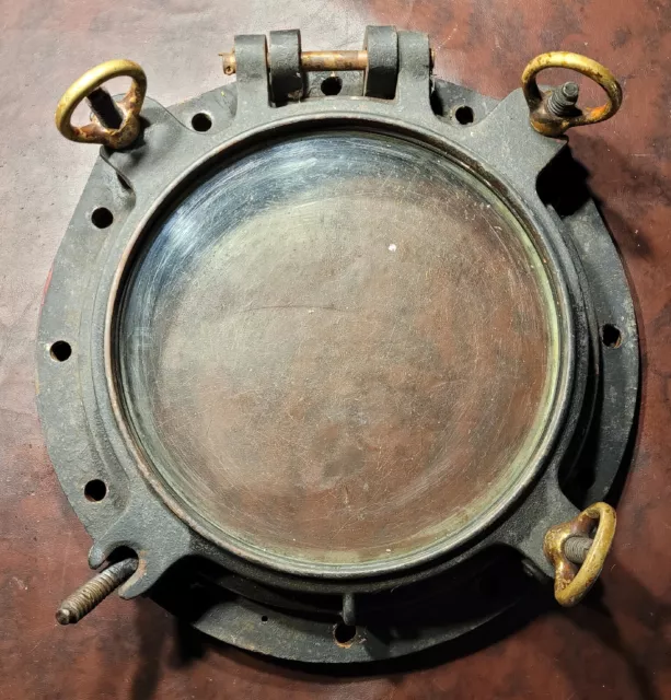 LARGE REAL Vintage/Antique Solid Brass Porthole Nautical Maritime Ship Window