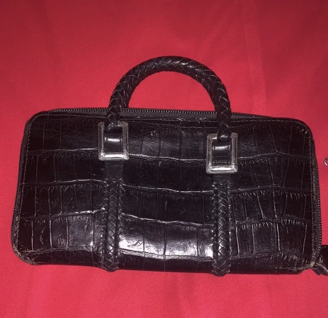 BRIGHTON Moc. Crocodile Leather Purse WALLET ORGANIZER Convertible Crossbody BaG