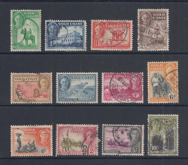 Gold Coast: 1948 George VI Full Set of 12 Stamps to 10/- SG135-146 Used EH303