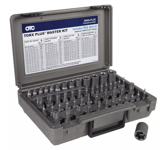 OTC 53pc  Master Torx, Plus, E-Torx & Tamper Proof S2 Bit Socket Set #5900A-PLUS