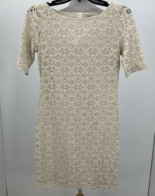 NWT Banana Republic Beige Lace Short Sleeve Sheath Dress Size 2