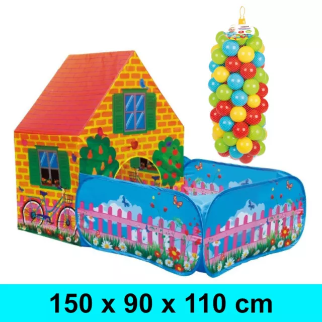 Spielhaus mit Bällebad mit / ohne 100 Bälle Bällebad Pop-up Zelt Kinderzelt NEU