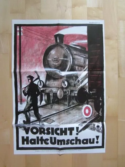 Faksimile Plakat Reichsbahn Halte Umschau