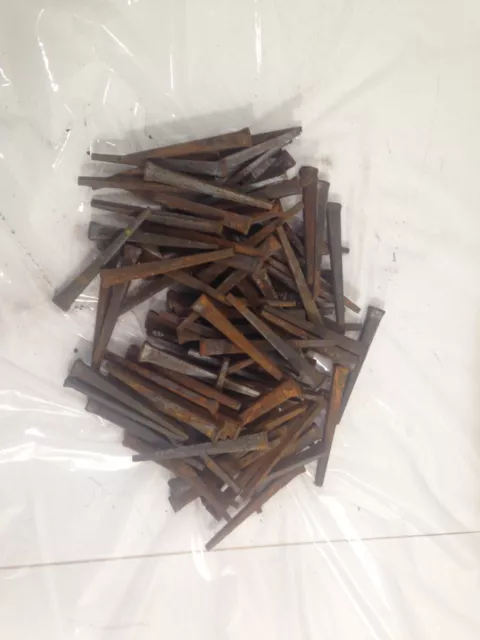 100 Vintage 2-1/2” Square Cut Nails Flat Head - Old Stock Nails surface rust FS
