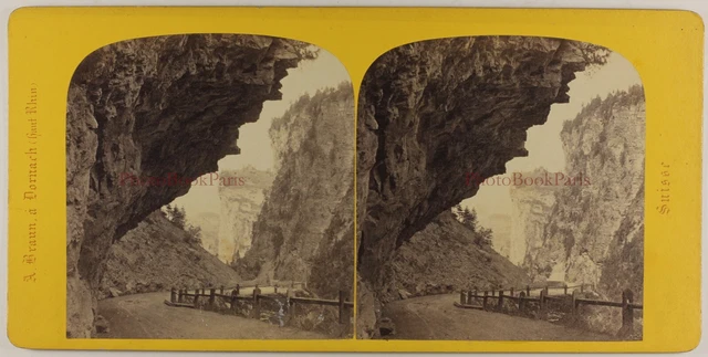 Schweiz Via Mala c1865 Foto Braun Stereo Vintage Albumin P70L4n