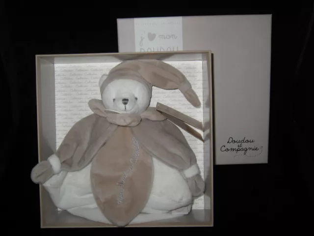 J'aime mon Doudou & Compagnie Collector Ours blanc et gris beige pétales DC2922