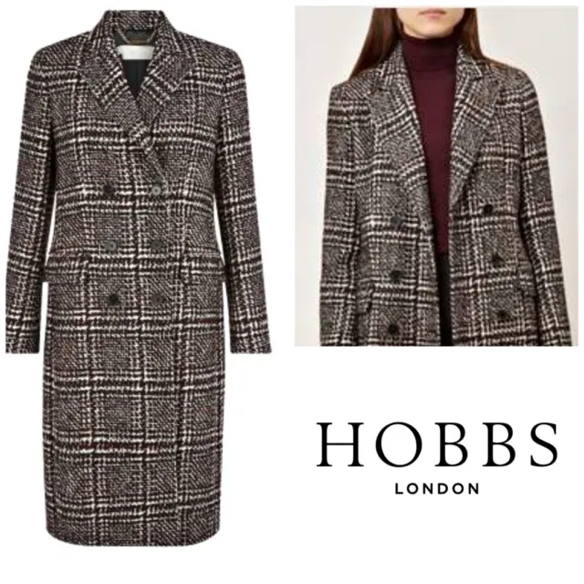 New Tags Hobbs Evalyn Tweed Boucle Doublebreasted Coat   Wool  UK Size 8