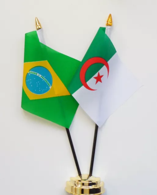 Brazil & Algeria Double Friendship Table Flag Set