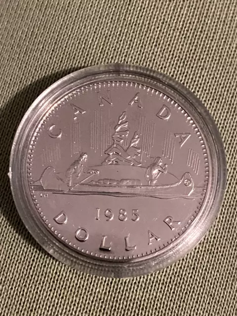 Kanada Canada 1 One Dollar Kanu 1985 Münze in Münzkapsel