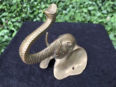 Vintage Brass Elephant Wall Hook