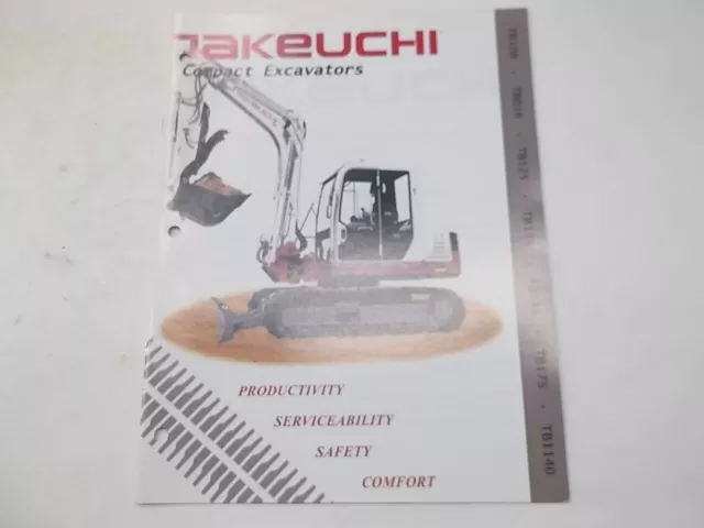 Brochure for Takeuchi Compact Excavator TB108 TB016 TB125 TB135 TB145 TB175 1140